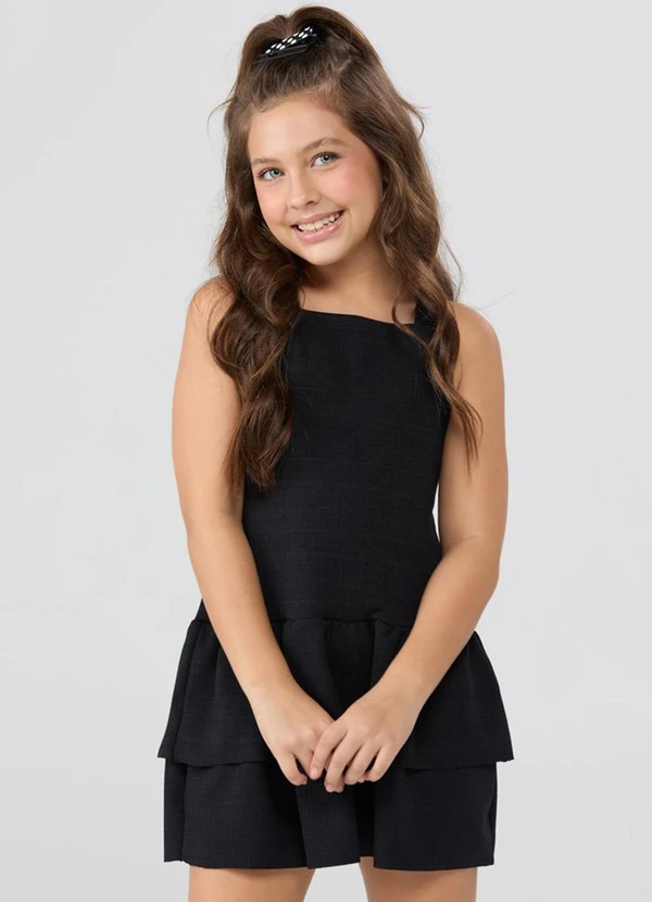 Vida Costeira - Vestido Regata Babadinhos Preto