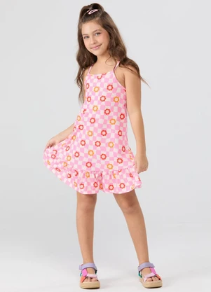 Vida Costeira - Vestido Regata Babado Corações Rosa Claro - VIDA COSTEIRA