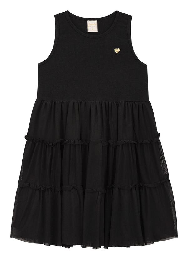 Amada - Vestido Regata em Tule Flex Preto