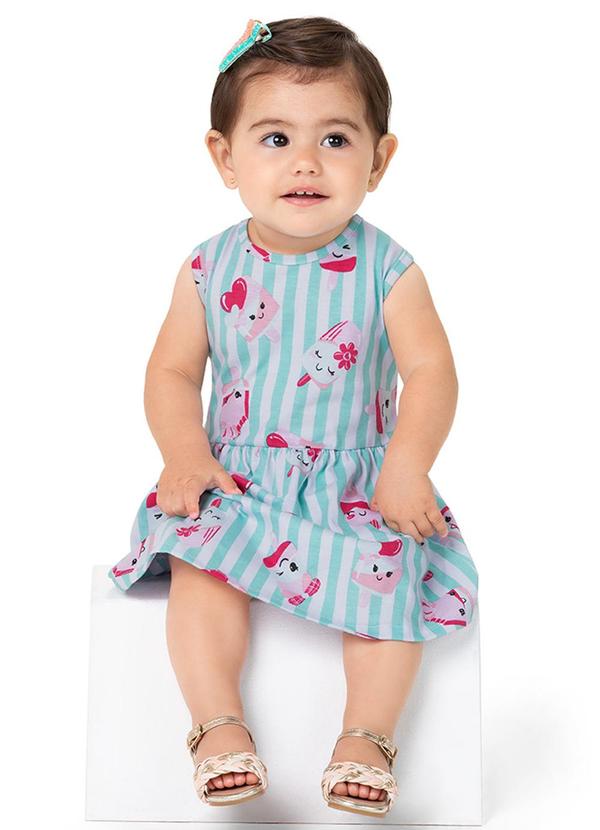 Alenice - Vestido Regata Estampado Menina Azul