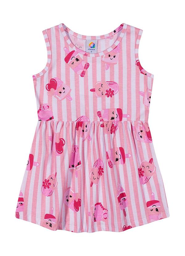 Alenice - Vestido Regata Estampado Menina Rosa