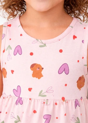 Rosa Azul - Vestido Regata Infantil Capivara Off White - ROSA AZUL