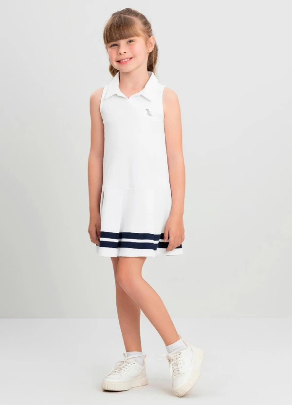 Quimby - Vestido Regata Infantil em Cotton Quimby Branco