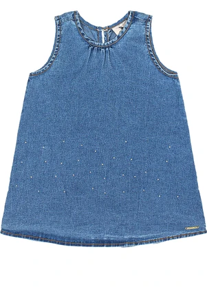 Quimby - Vestido Regata para Bebê em Jeans Azul - QUIMBY