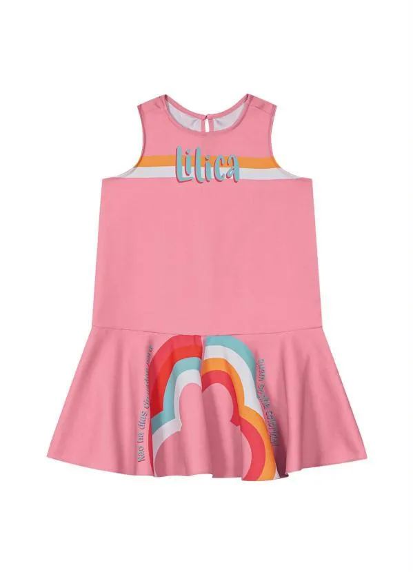 Lilica Ripilica - Vestido Regata Tecido Crepe Infantil Rosa