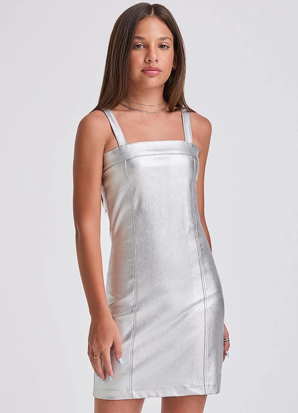 I Am - Vestido Reto Prata Prata