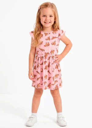Sweet Lemon - Vestido Ribana Estampada Rosa - SWEET LEMON