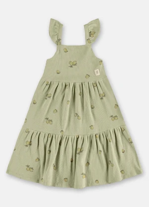 Up Baby - Vestido Ribana Sustentável Alças Verde - UP BABY