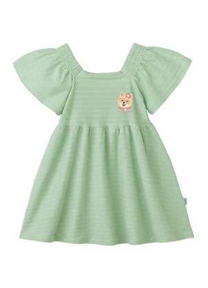 Malwee Kids - Vestido Rodado Acinturado Cachorrinha Verde Água - MALWEE KIDS