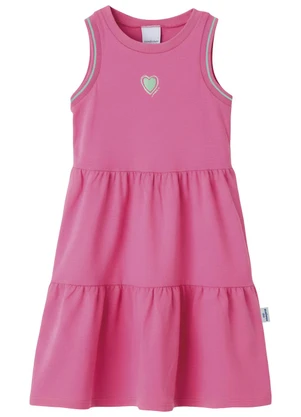 Malwee Kids - Vestido Rodado Acinturado Coração Rosa - MALWEE KIDS