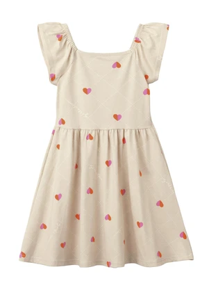 Malwee Kids - Vestido Rodado Acinturado Corações Off White - MALWEE KIDS