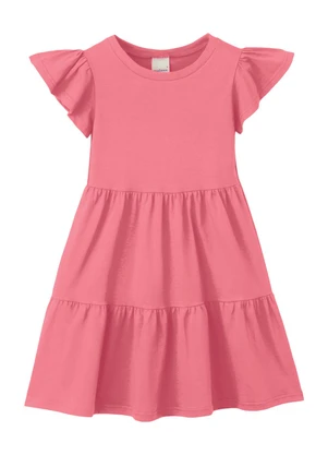 Malwee Kids - Vestido Rodado Acinturado em Malha Rosa - MALWEE KIDS
