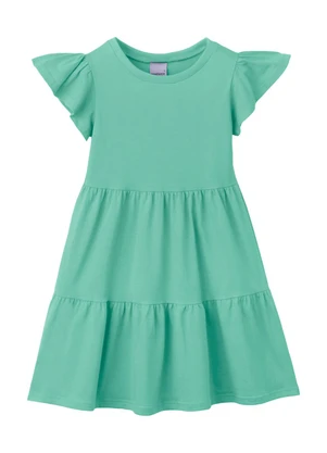 Malwee Kids - Vestido Rodado Acinturado em Malha Verde Água - MALWEE KIDS