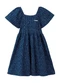 Carinhoso - Vestido Rodado Acinturado Floral Off White - variação: Azul Marinho
