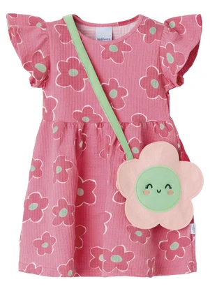 Malwee Kids - Vestido Rodado Acinturado Floral com Bolsa Rosa - MALWEE KIDS