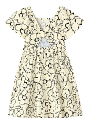 Malwee Kids - Vestido Rodado Acinturado Floral Off White - MALWEE KIDS