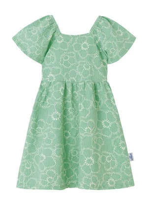 Malwee Kids - Vestido Rodado Acinturado Floral Verde Água - MALWEE KIDS