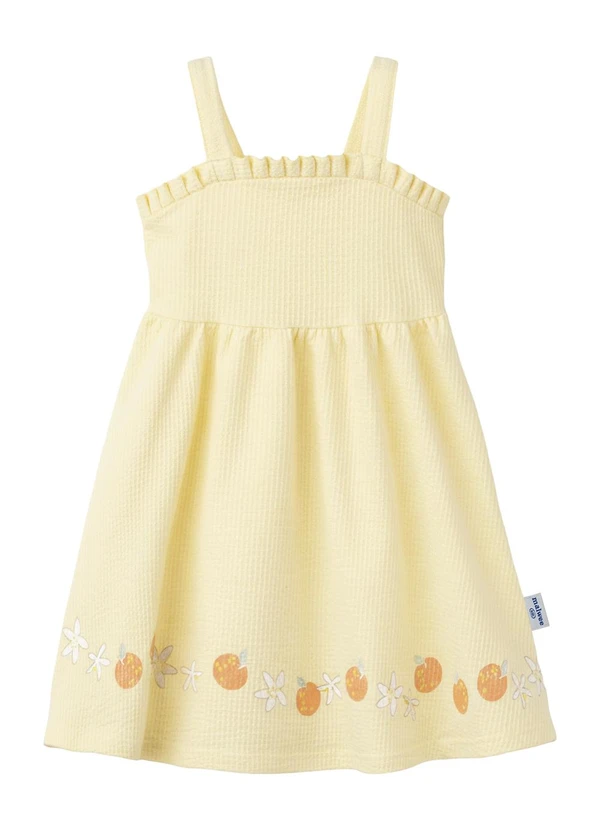Malwee Kids - Vestido Rodado Acinturado Flores & Amarelo Claro