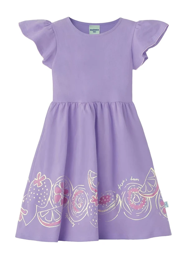 Malwee Kids - Vestido Rodado Acinturado Fresh & Fun Lavanda
