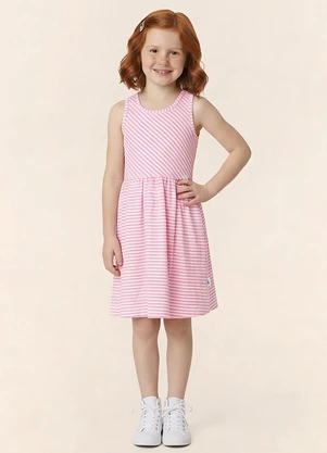 Malwee Kids - Vestido Rodado Acinturado Listrado Lurex Rosa - MALWEE KIDS