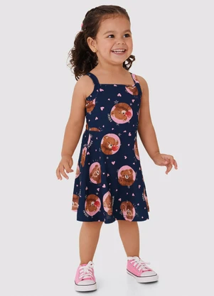 Malwee Kids - Vestido Rodado Acinturado Ursinhos Azul - MALWEE KIDS
