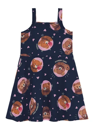 Malwee Kids - Vestido Rodado Acinturado Ursinhos Azul - MALWEE KIDS