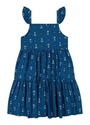 Outlet - Vestido Rodado Âncoras Menina Azul - OUTLET