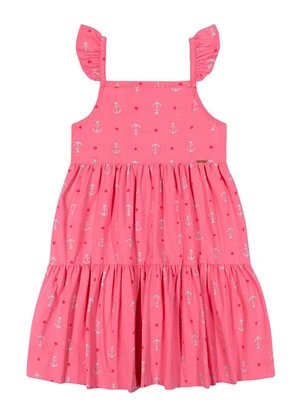 Outlet - Vestido Rodado Âncoras Menina Rosa  - OUTLET