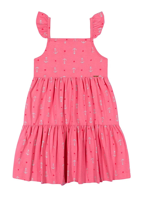 Outlet - Vestido Rodado Âncoras Menina Rosa 