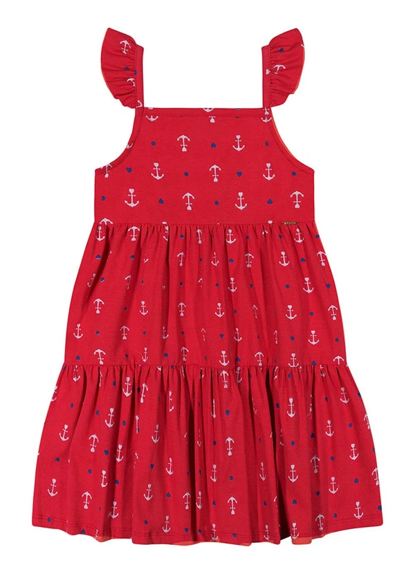 Outlet - Vestido Rodado Âncoras Menina Vermelho