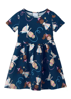 Malwee Kids - Vestido Rodado Bailarina em Cotton Azul Marinho - MALWEE KIDS
