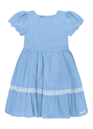 Carinhoso - Vestido Rodado com Renda Azul - CARINHOSO