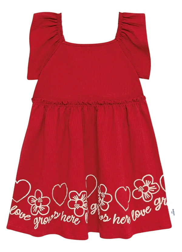 Malwee Kids - Vestido Rodado Coração e Flores Vermelho 1