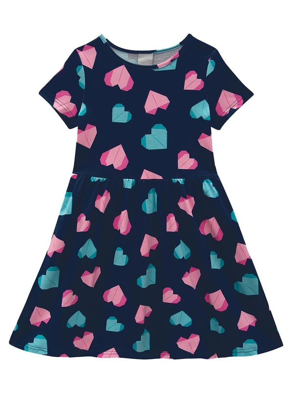 Malwee Kids - Vestido Rodado Corações Azul Marinho 1