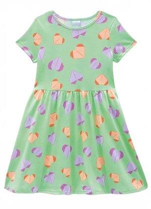 Malwee Kids - Vestido Rodado Corações Verde Claro - MALWEE KIDS