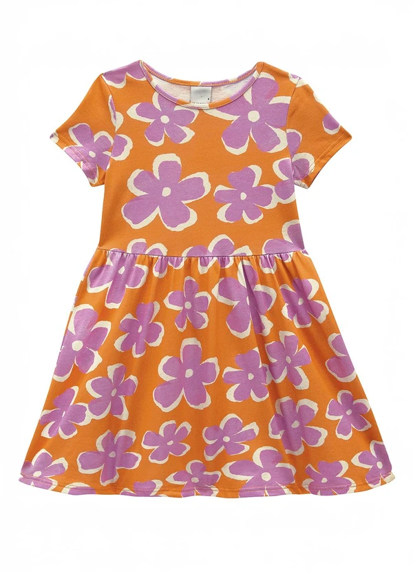 Malwee Kids - Vestido Rodado Floral Laranja 2