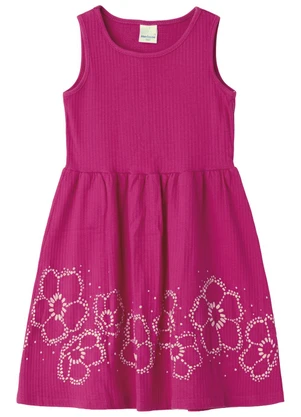 Malwee Kids - Vestido Rodado Floral Puff Rosa Fúcsia - MALWEE KIDS