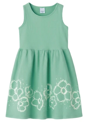Malwee Kids - Vestido Rodado Floral Puff Verde Água - MALWEE KIDS