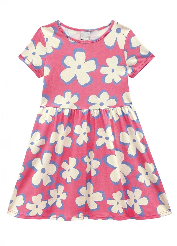 Malwee Kids - Vestido Rodado Floral Rosa Escuro