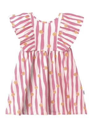 Malwee Kids - Vestido Rodado Listrado com Babados Rosa - MALWEE KIDS