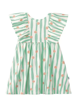 Malwee Kids - Vestido Rodado Listrado com Babados Verde - MALWEE KIDS