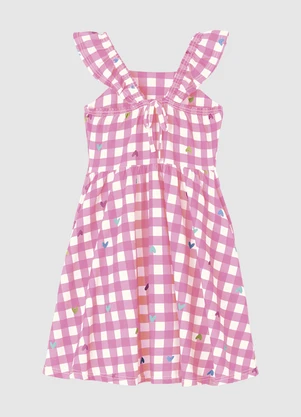 Malwee Kids - Vestido Rodado Vichy com Corações Rosa - MALWEE KIDS