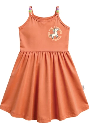 Malwee Kids - Vestido Rodado Viva Sua Própria Magia Laranja - MALWEE KIDS