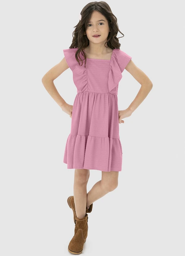Malwee Kids Vestido Rosa Antigo Curto Marias em Malha