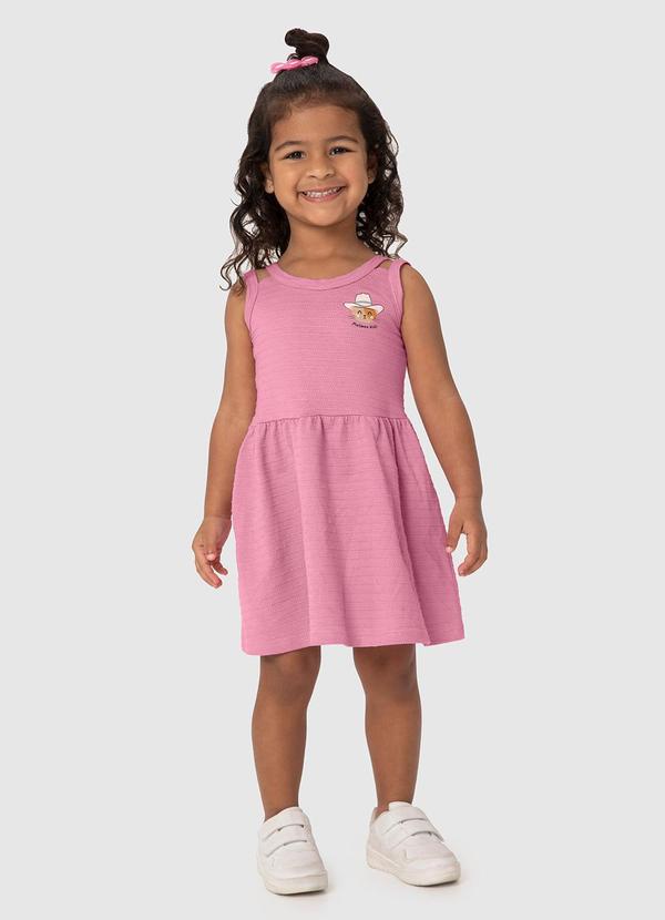 Malwee Kids - Vestido Rosa Antigo Godê em Malha Trabalhada