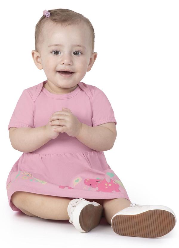 Malwee Kids - Vestido Rosa Claro Body Dino com Glitter 1