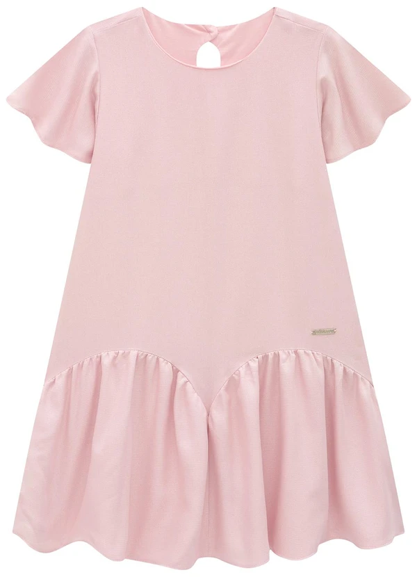 Carinhoso - Vestido Rosa Claro Curto em Lurex