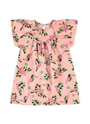 Malwee Kids - Vestido Rosa Claro Evasê Araras - MALWEE KIDS