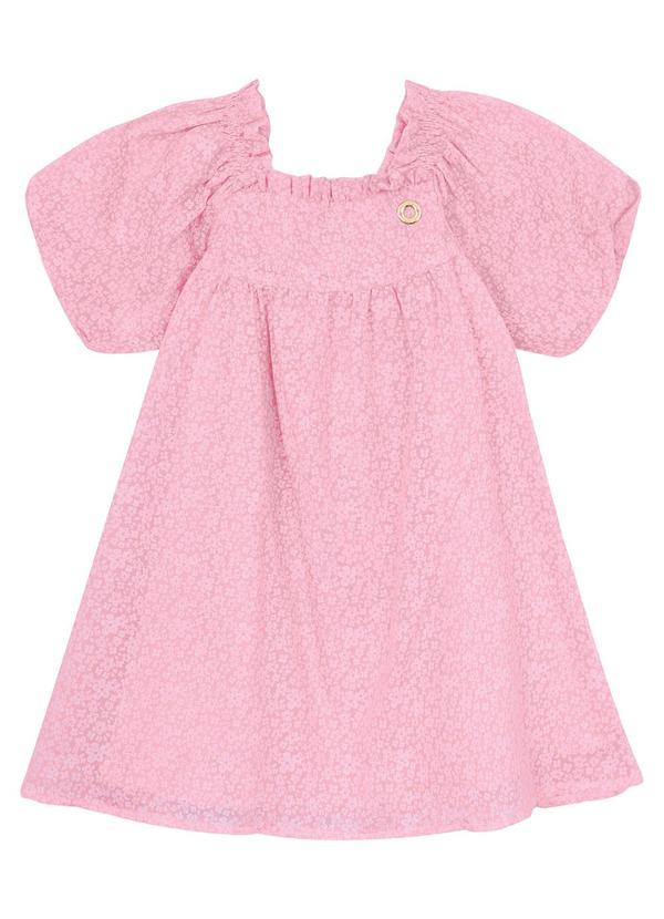 Carinhoso - Vestido Rosa Claro Godê em Devorê Menina