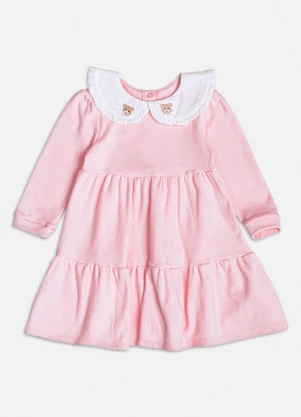 Momi - Vestido Rosa de Gola com Babadinho Rosa - MOMI